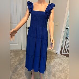 Elegant Blue Ruffle Dress by Vince Camuto.